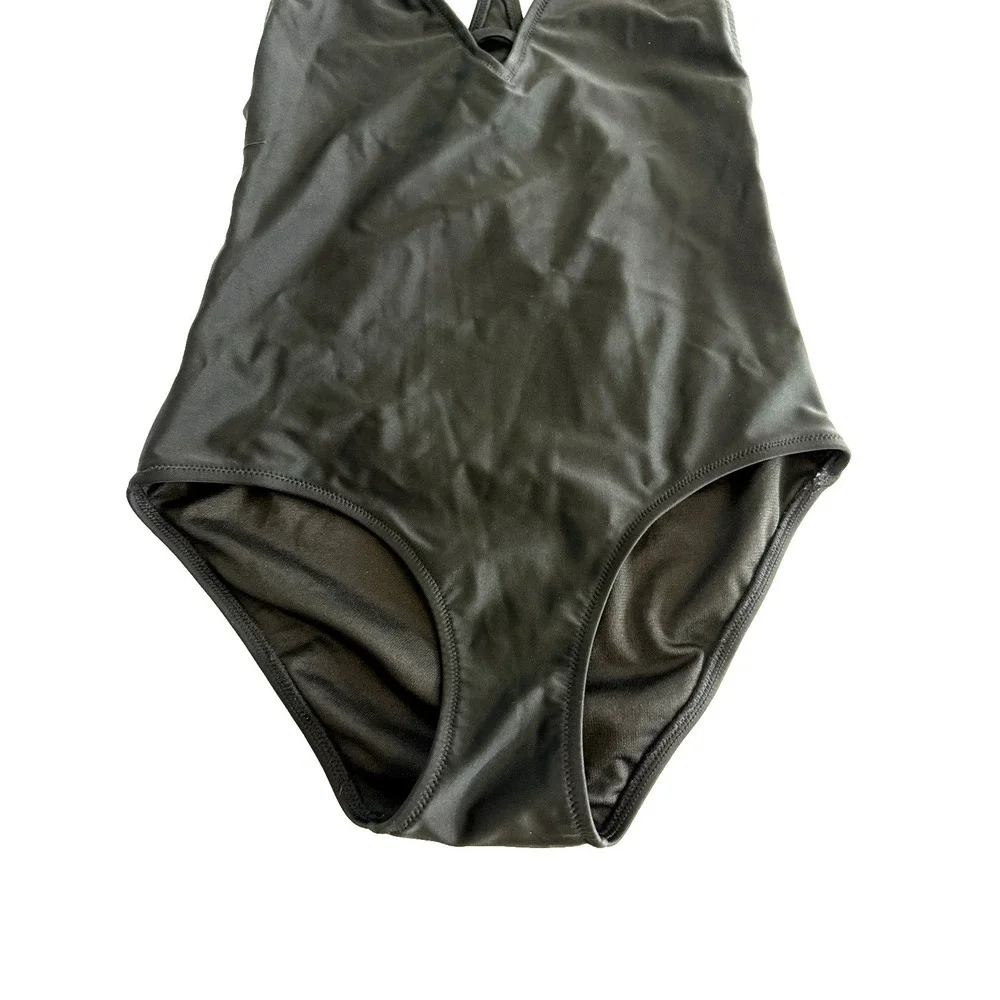 Express Womens One-Piece‎ Swimsuit Cutout Racer Back Black Size Small V-Neck